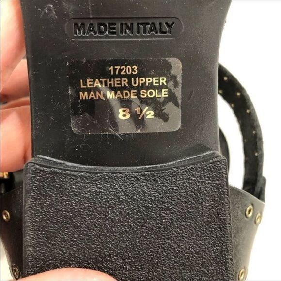 NWOB Barbara Barbieri black/ gold hardware Sandals - Picture 6 of 7